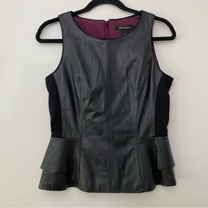 White House Black Market Leather sleeveless top SZ 4 Like New